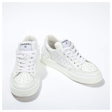 Chanel white leather sneakers